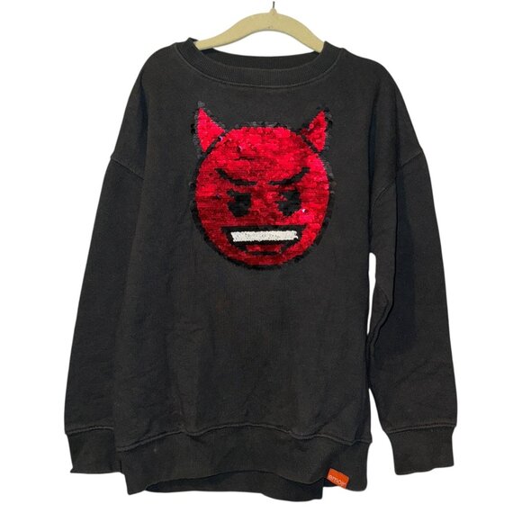 Zara Collection Kids Emoji Devil Sequin Pullover Sweatshirt, Size 9 / 134cm - Picture 1 of 10